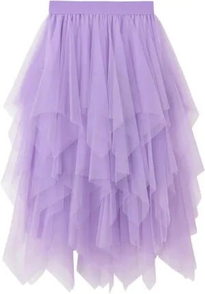 Ladies Fashion Temperament High Waisted Slimming Super Fairy Buds Irregular Mesh Pommel Skirt Skirt 20s Skirt