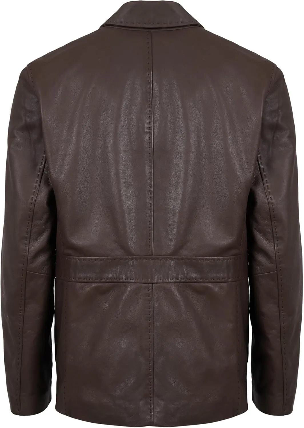 Lambskin Leather Blazer Men Casual Coat With Thread Design Notched Collar Style Ultimate Leather Blazer for Men