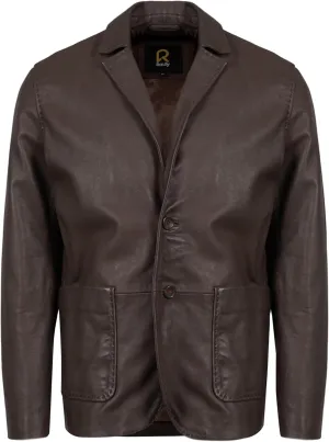 Lambskin Leather Blazer Men Casual Coat With Thread Design Notched Collar Style Ultimate Leather Blazer for Men