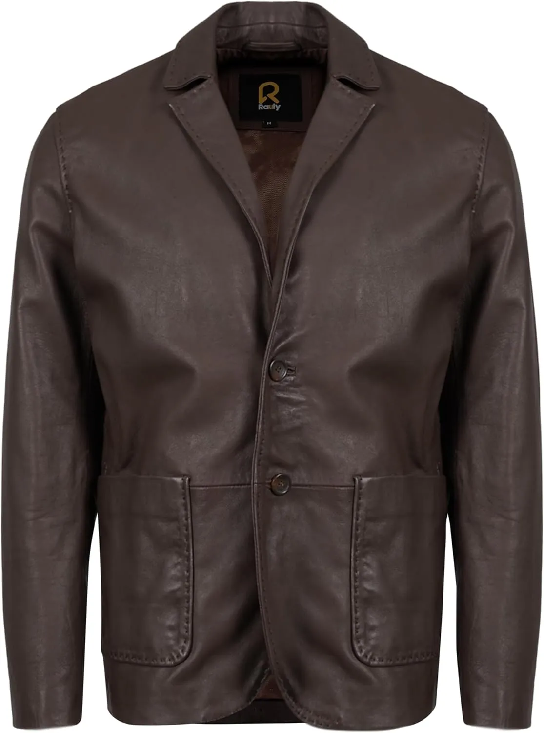 Lambskin Leather Blazer Men Casual Coat With Thread Design Notched Collar Style Ultimate Leather Blazer for Men