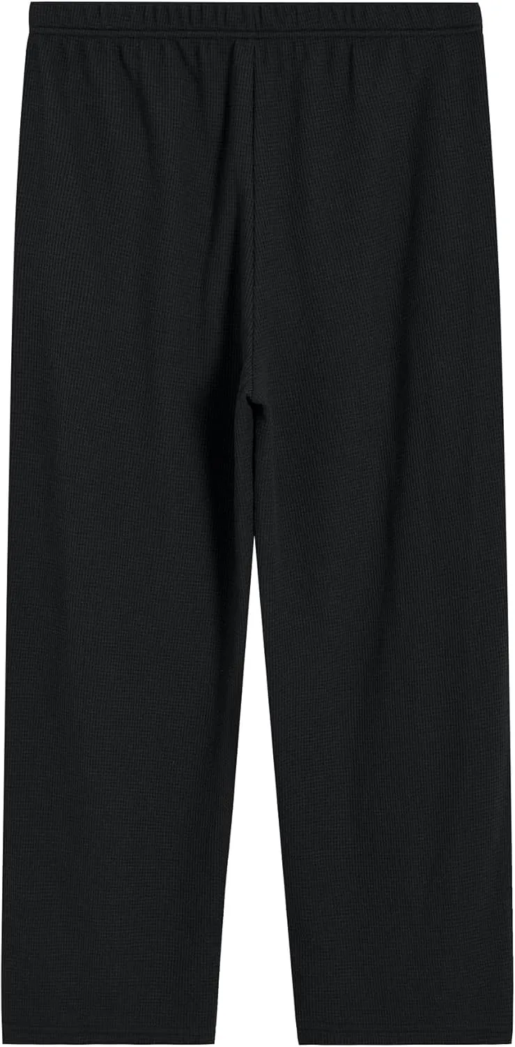 Latuza Women's Petite Short Lounge Pants Waffle Knit Pants Wide Leg