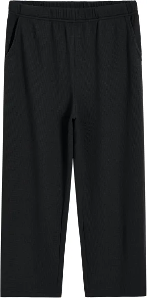 Latuza Women's Petite Short Lounge Pants Waffle Knit Pants Wide Leg