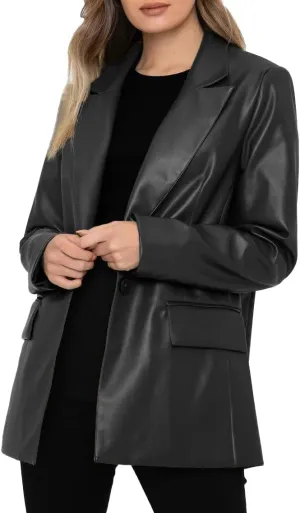 Leather Blazer For Women Real Lambskin 2 Button Casual Leather Jacket Women Classic Womens Leather Blazer