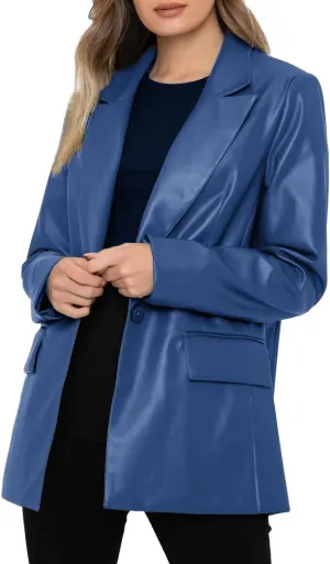 Leather Blazer For Women Real Lambskin 2 Button Casual Leather Jacket Women Classic Womens Leather Blazer