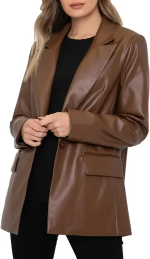 Leather Blazer For Women Real Lambskin 2 Button Casual Leather Jacket Women Classic Womens Leather Blazer