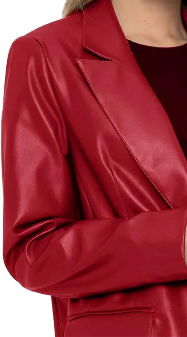 Leather Blazer For Women Real Lambskin 2 Button Casual Leather Jacket Women Classic Womens Leather Blazer