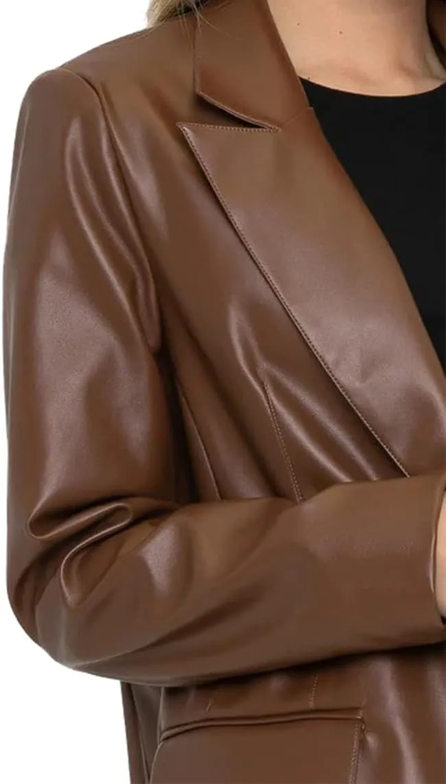 Leather Blazer For Women Real Lambskin 2 Button Casual Leather Jacket Women Classic Womens Leather Blazer