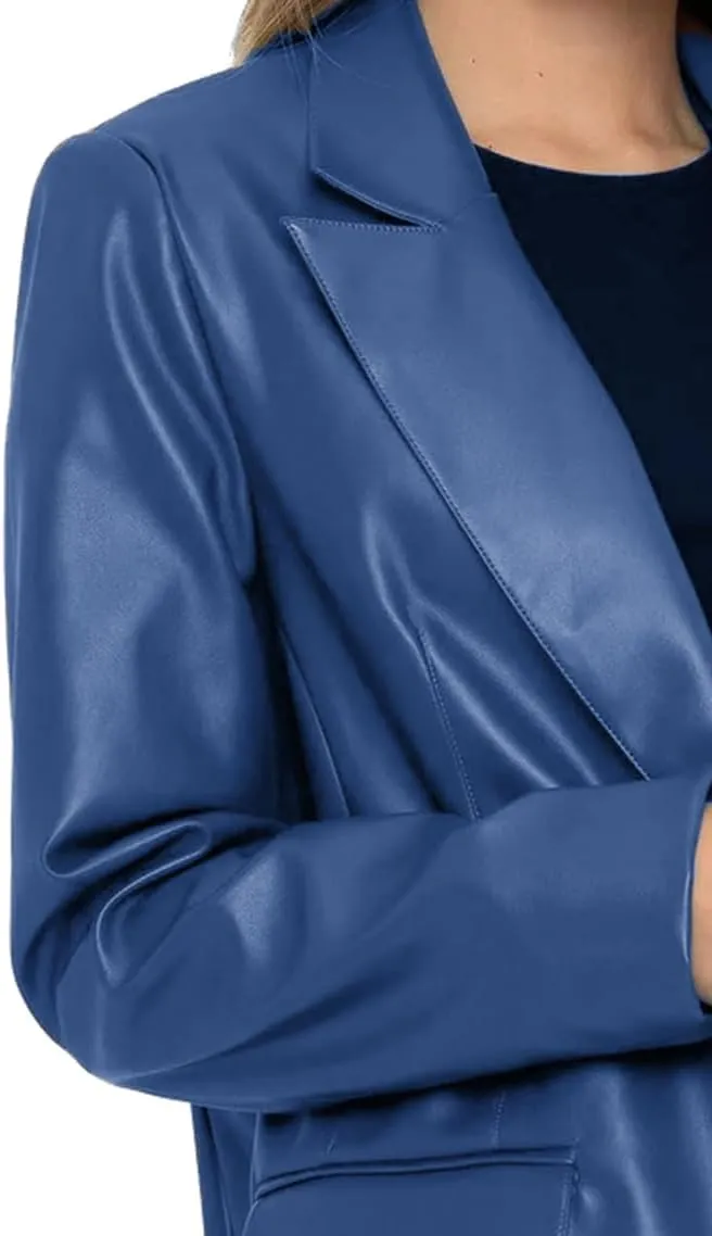 Leather Blazer For Women Real Lambskin 2 Button Casual Leather Jacket Women Classic Womens Leather Blazer