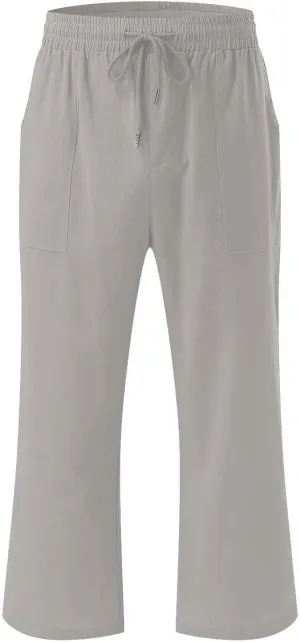 Lightweight Linen Pants Women Linen Pant Drawstring Elastic Trousers Comfy Straight Leg Linen Blend Pants Linen Outfit