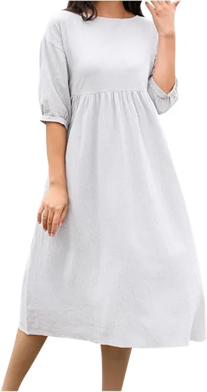 Linen Dress for Women 2024 Long Sleeve Dresses Square Neck Smocked Ruffle Casual Trendy Pullover Dress