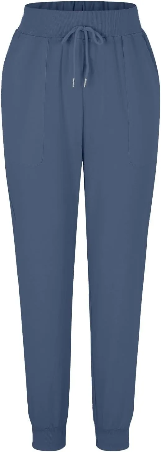 Linen Pants for Women Summer Comfy Breathable Casual Pants Drawstring Elastic Waist Baggy Long Trousers with Pockets