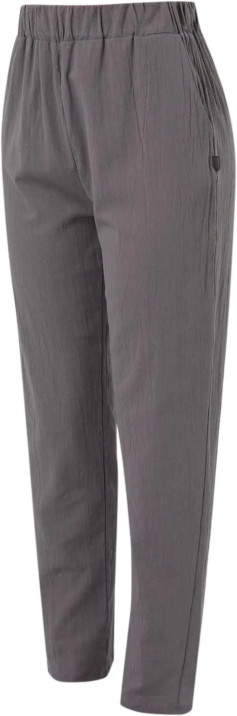 Linen Pants Women High Waist Loose Summer Beach Pants Casual Lightweight Drawstring Lounge Trousers with Pockets