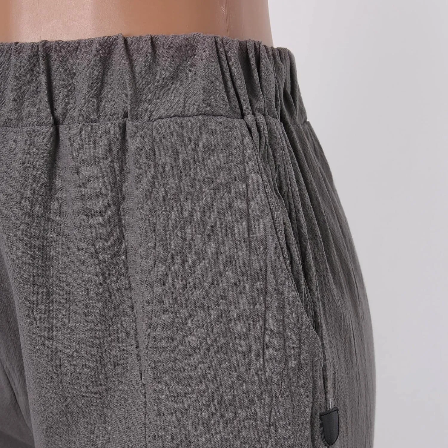 Linen Pants Women High Waist Loose Summer Beach Pants Casual Lightweight Drawstring Lounge Trousers with Pockets