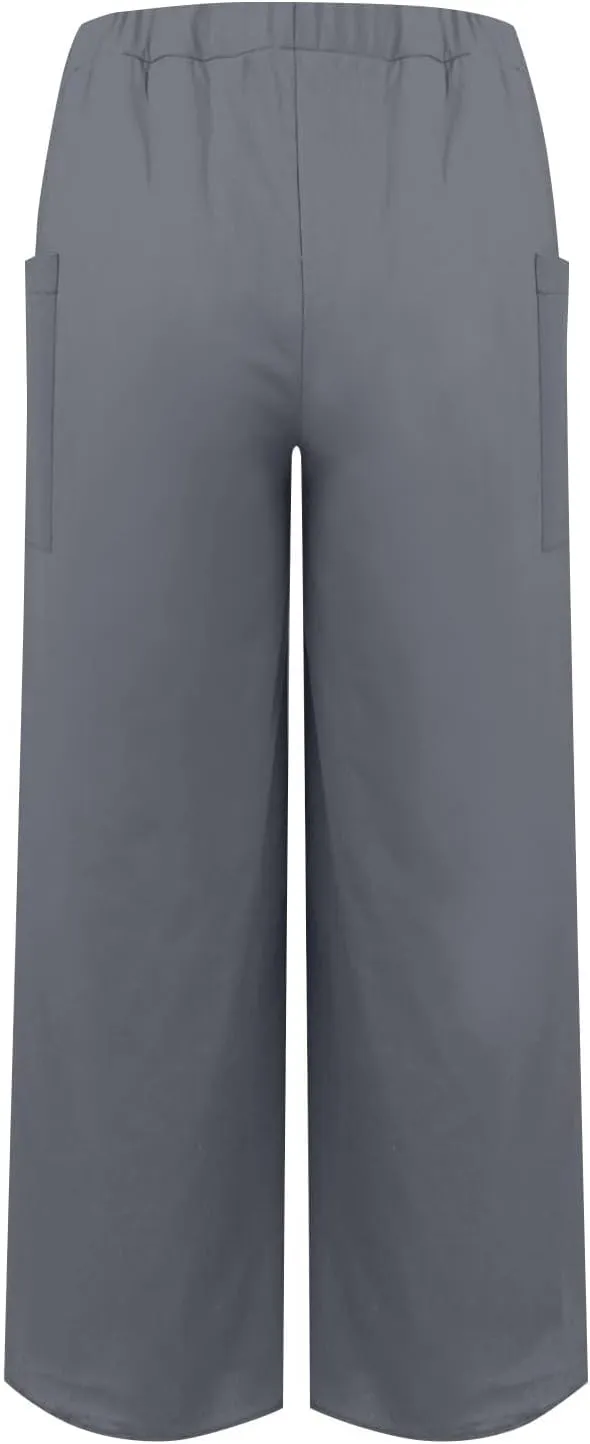 Linen Pants Women Wide Leg Summer Linen Pants Leg Drawstring Elastic High Waist Pant Linen Blend Pants Linen Outfit