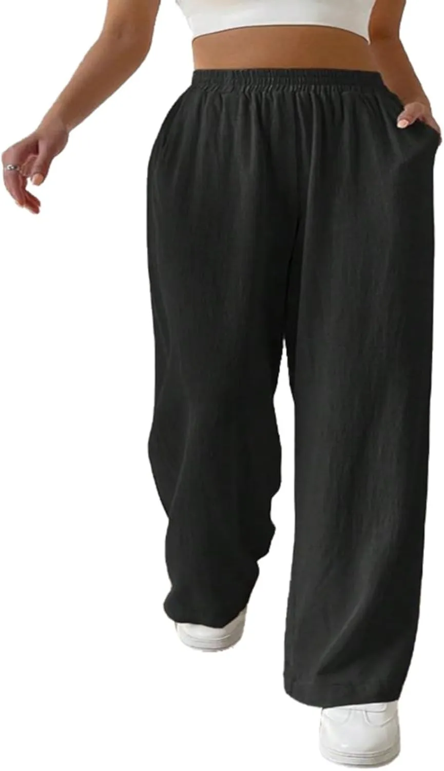 Linen Wide Leg Pants Women Summer Leg Cotton Linen Trousers High Linen Pants for Women