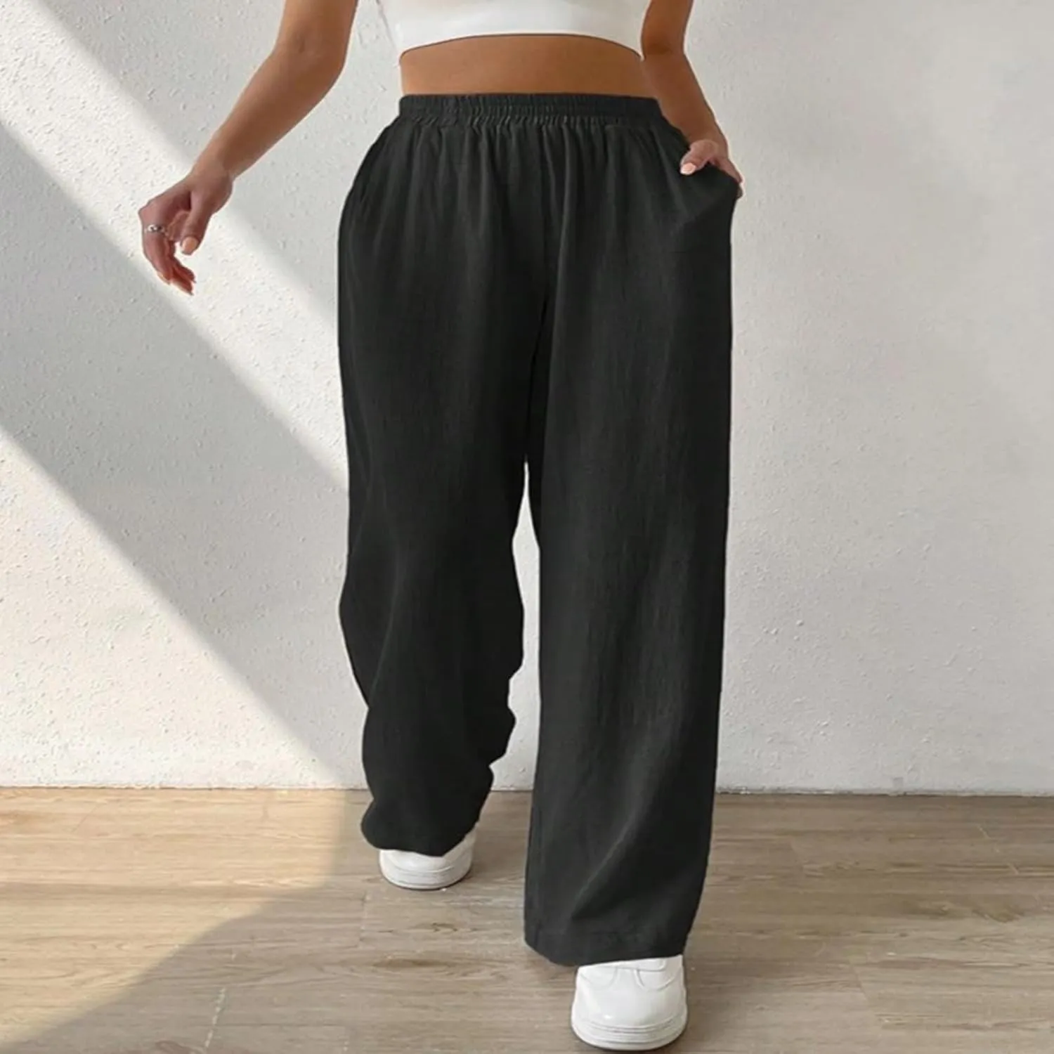 Linen Wide Leg Pants Women Summer Leg Cotton Linen Trousers High Linen Pants for Women
