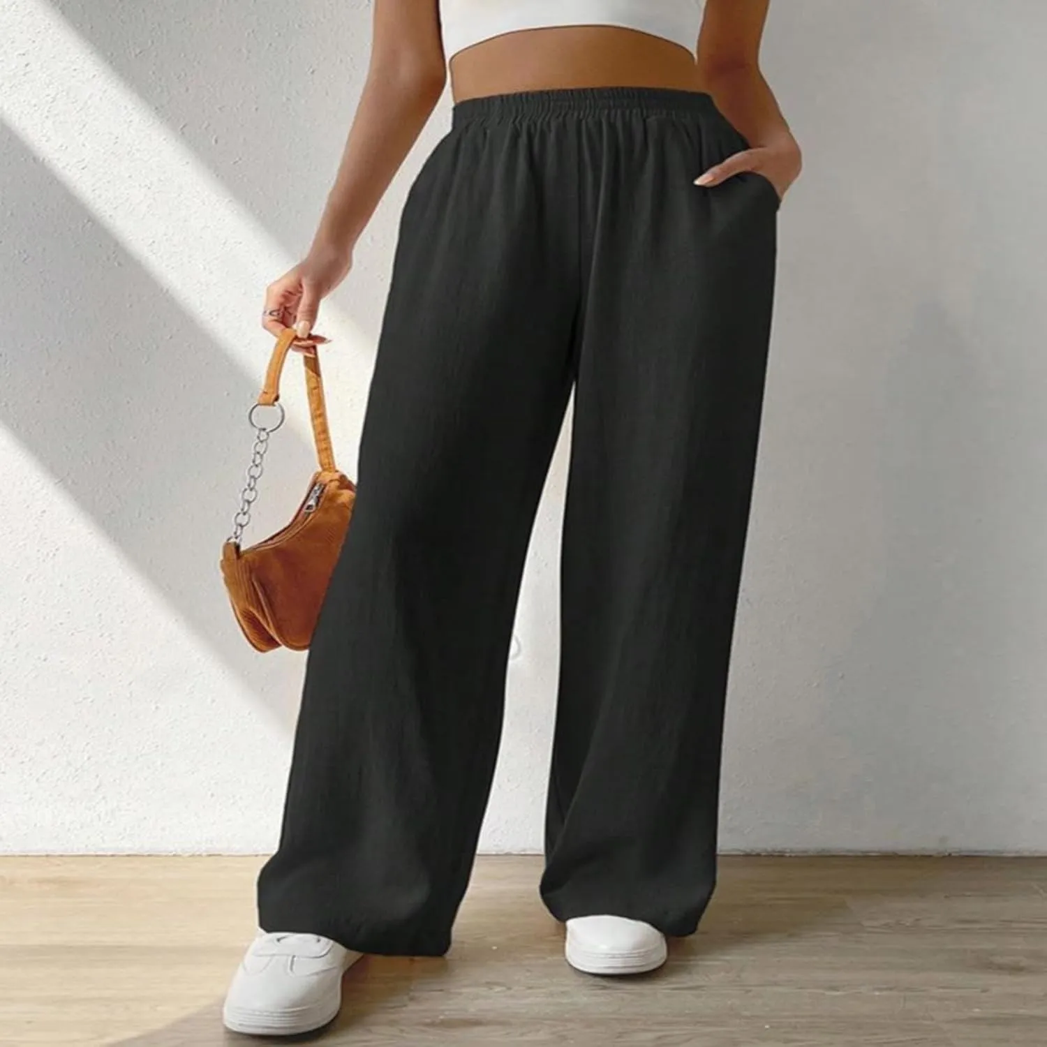 Linen Wide Leg Pants Women Summer Leg Cotton Linen Trousers High Linen Pants for Women