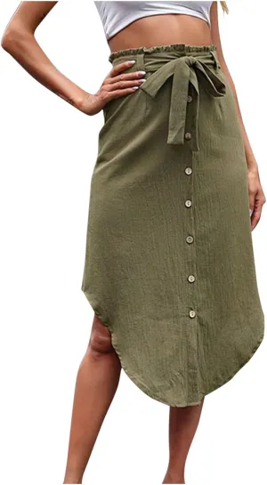 Long Skirts for Women Casual Drawstring High Wasit Half Dress Comfy Irregular Hem Beach Skirts Party Dressy