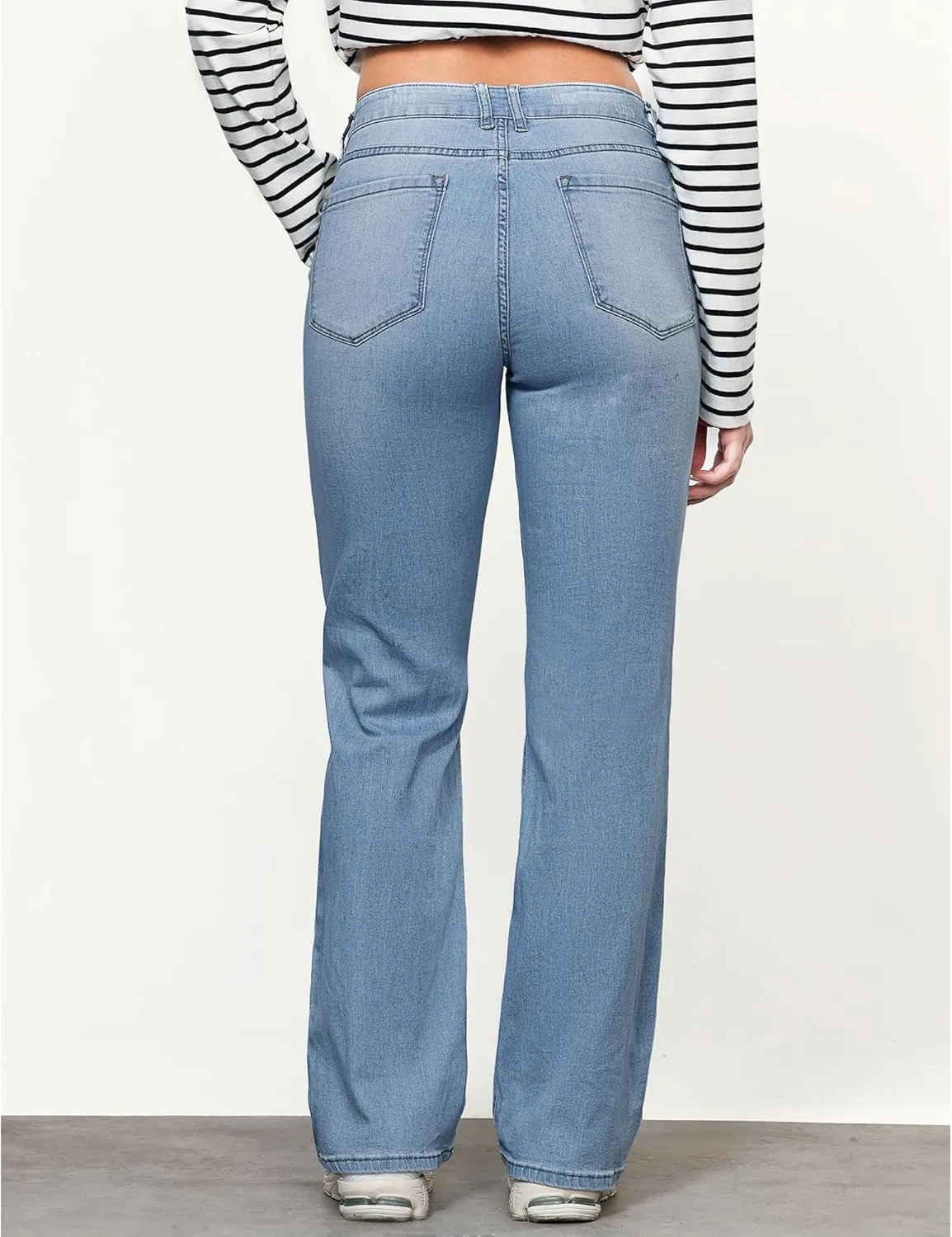 LookbookStore High Waisted Ripped Flare Jeans for Women Distressed Bell Bottom Jeans Wide Leg Pants