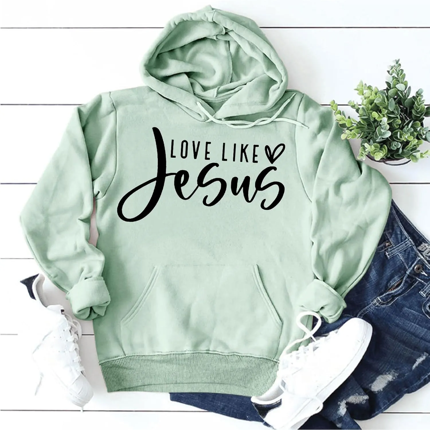 Love Like Jesus Hoodie Christian Sweatshirts Faith Shirts God Religious Oversized Pullover Tops for Women