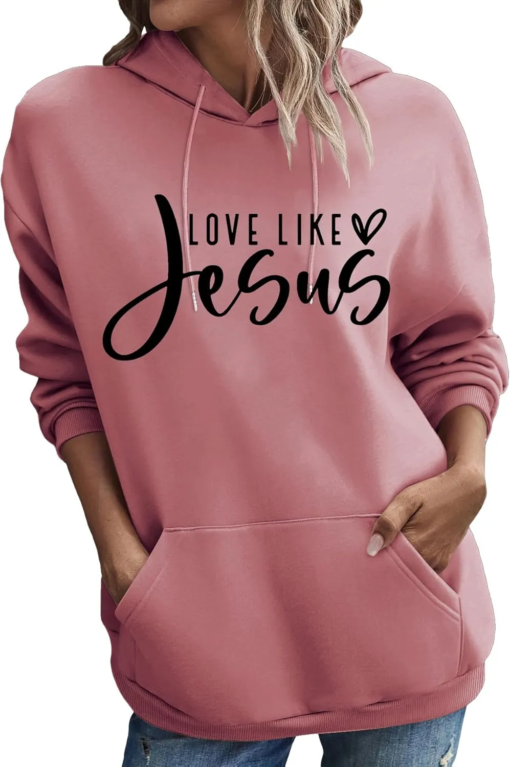 Love Like Jesus Hoodie Christian Sweatshirts Faith Shirts God Religious Oversized Pullover Tops for Women