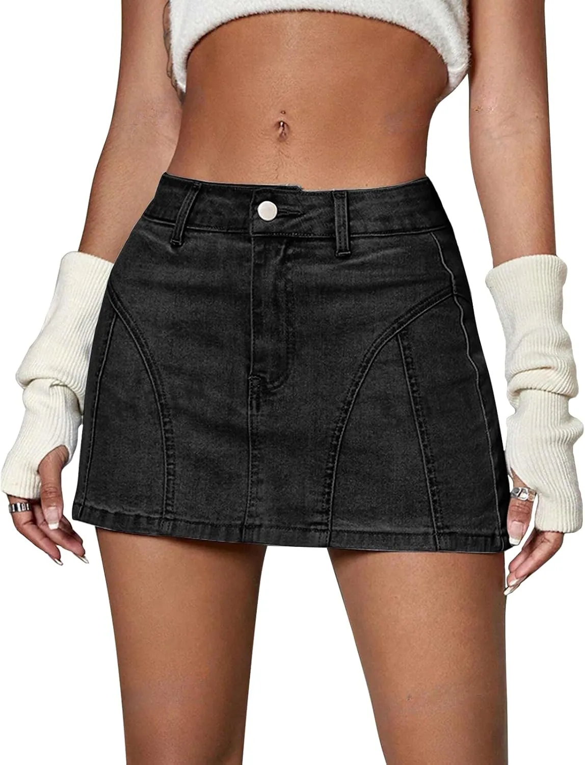 Low Waist Denim Skirt Y2k Cargo Skirt Suitable for Daily Leisure Travel Date Picnic Mini Jean Skirts for Women