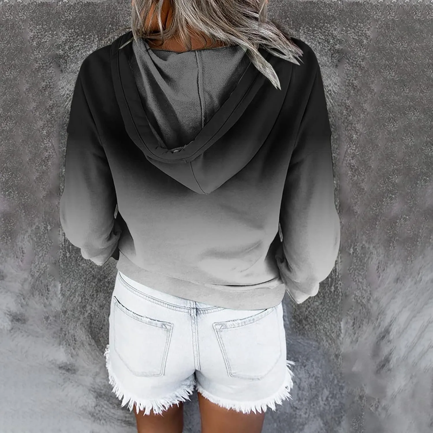 LRMQS Womens Fall Fashion 2024 Button Drawstring Long Sleeve Hoodies Pullover Color Block Casual Trendy Loose Fit Clothes