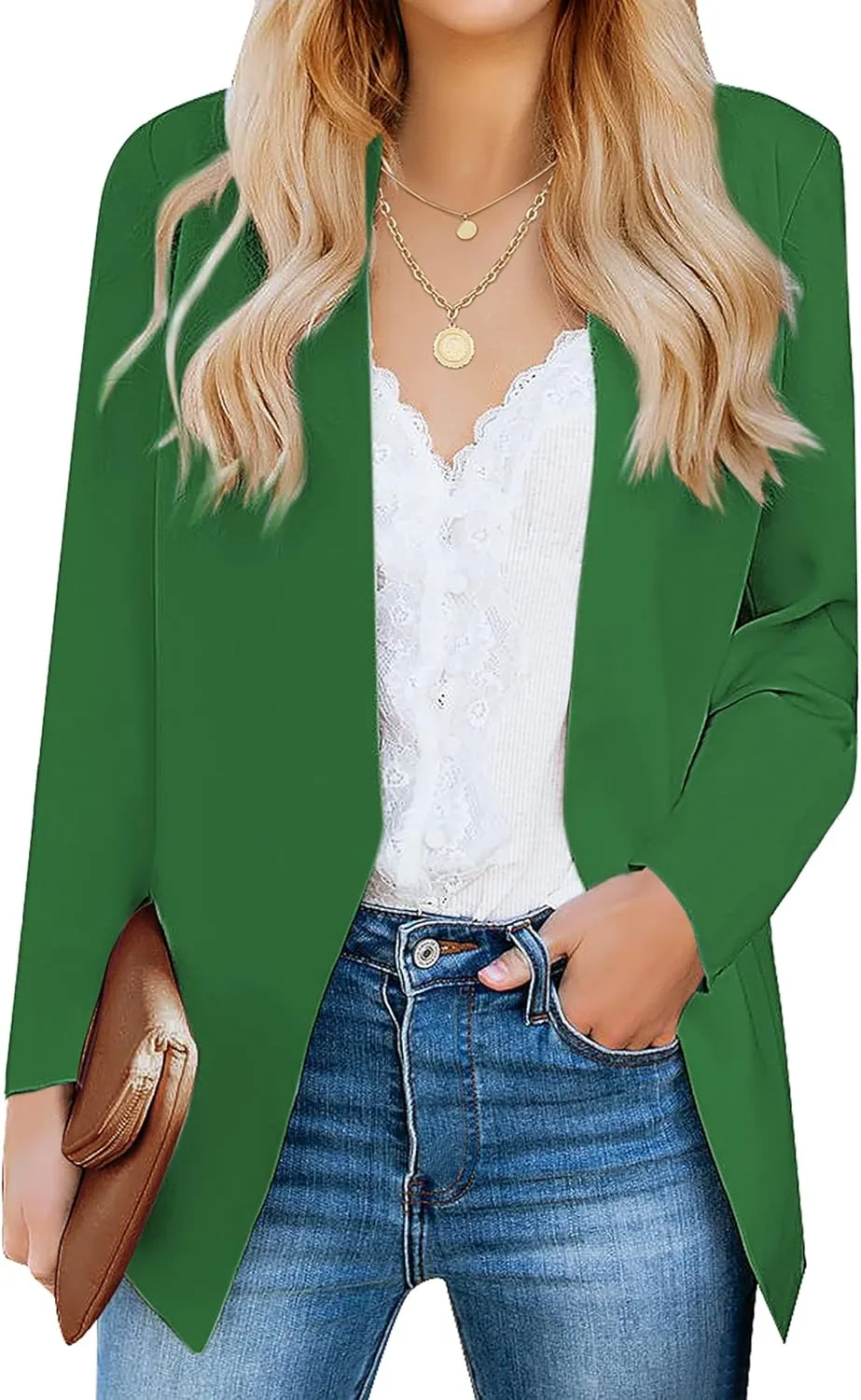 luvamia Women's Casual Long Sleeve Lapel Button Slim Work Office Blazer Jacket