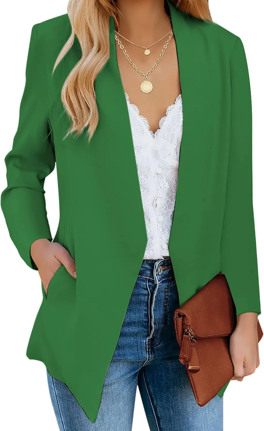 luvamia Women's Casual Long Sleeve Lapel Button Slim Work Office Blazer Jacket