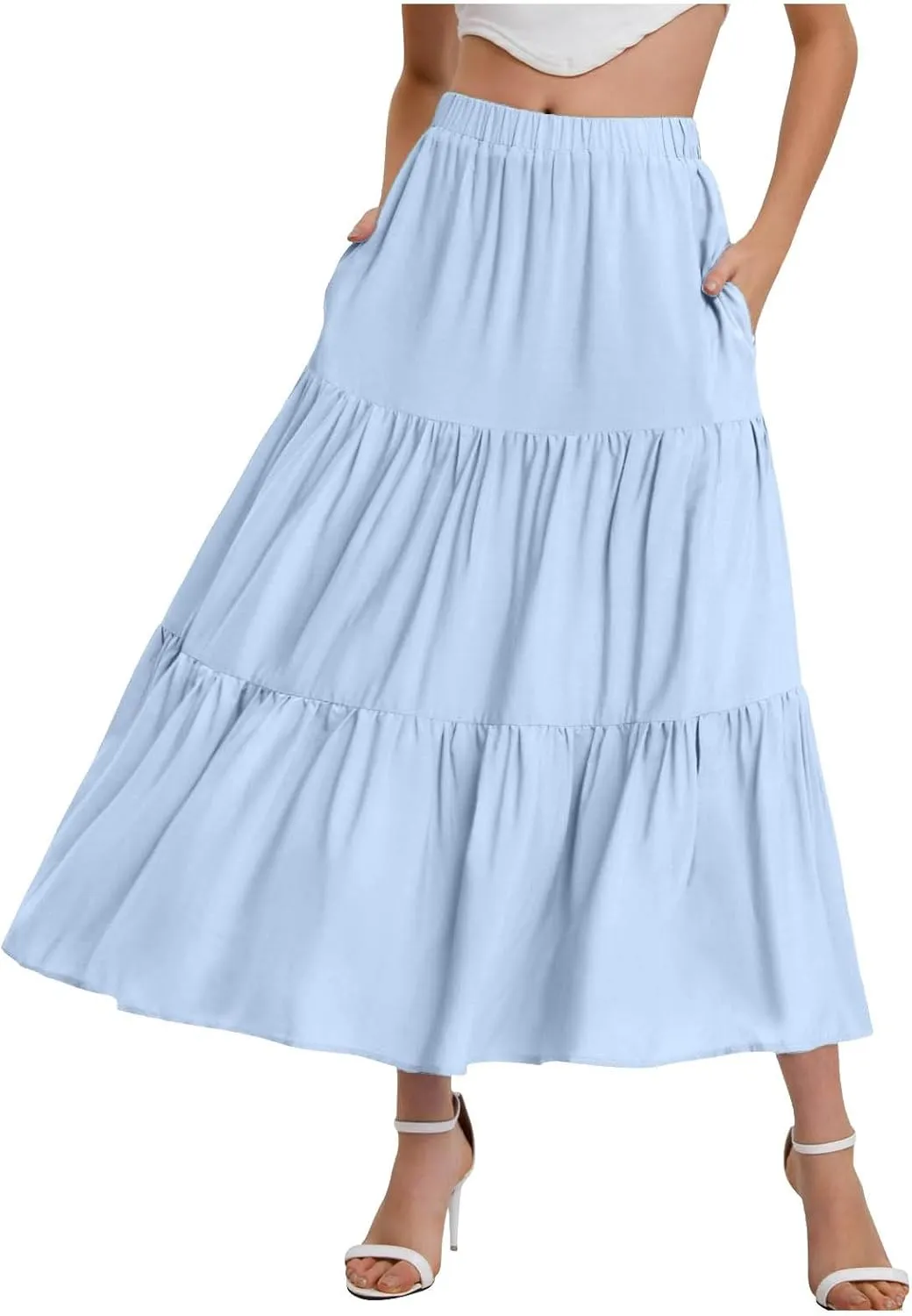 Maxi Skirts for Women Ankle Length Skirt Casual Long Skirt High Waisted Maxi Skirt Reg and Plus Size Skirt Long