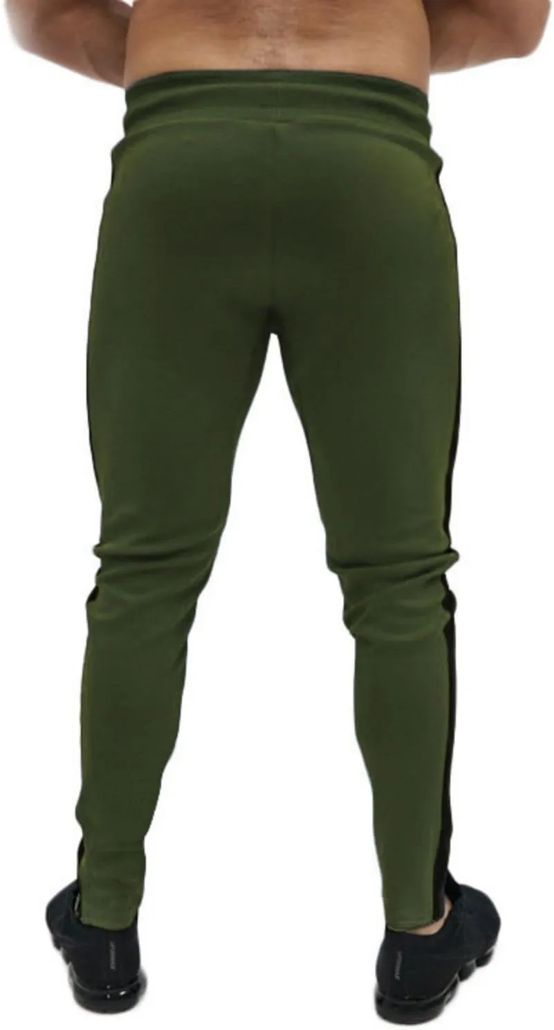 Mens Athletic Pants Casual Drawstring Elastic Waist Slim Fit Sweatpants Stripe Splicing Gym Track Workout Trousers
