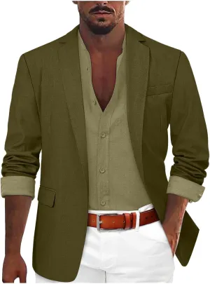 Men's Blazer Slim Fit Sport Coat, Casual Lightweight Basic Suit Jacket, Fall Jacket Two Buttons Business Texudo Jacket