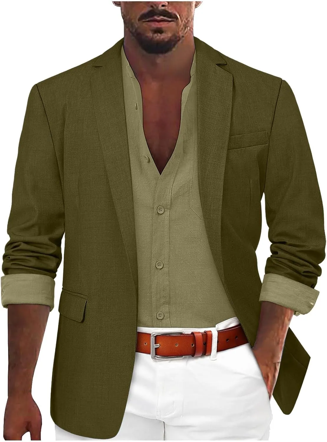 Men's Blazer Slim Fit Sport Coat, Casual Lightweight Basic Suit Jacket, Fall Jacket Two Buttons Business Texudo Jacket