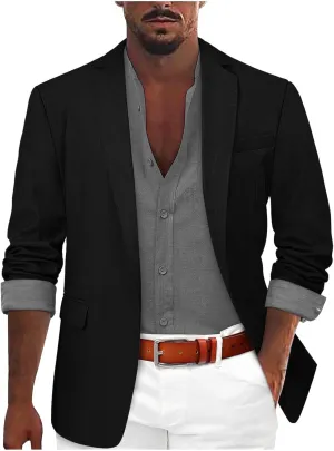 Men's Blazer Slim Fit Sport Coat, Casual Lightweight Basic Suit Jacket, Fall Jacket Two Buttons Business Texudo Jacket