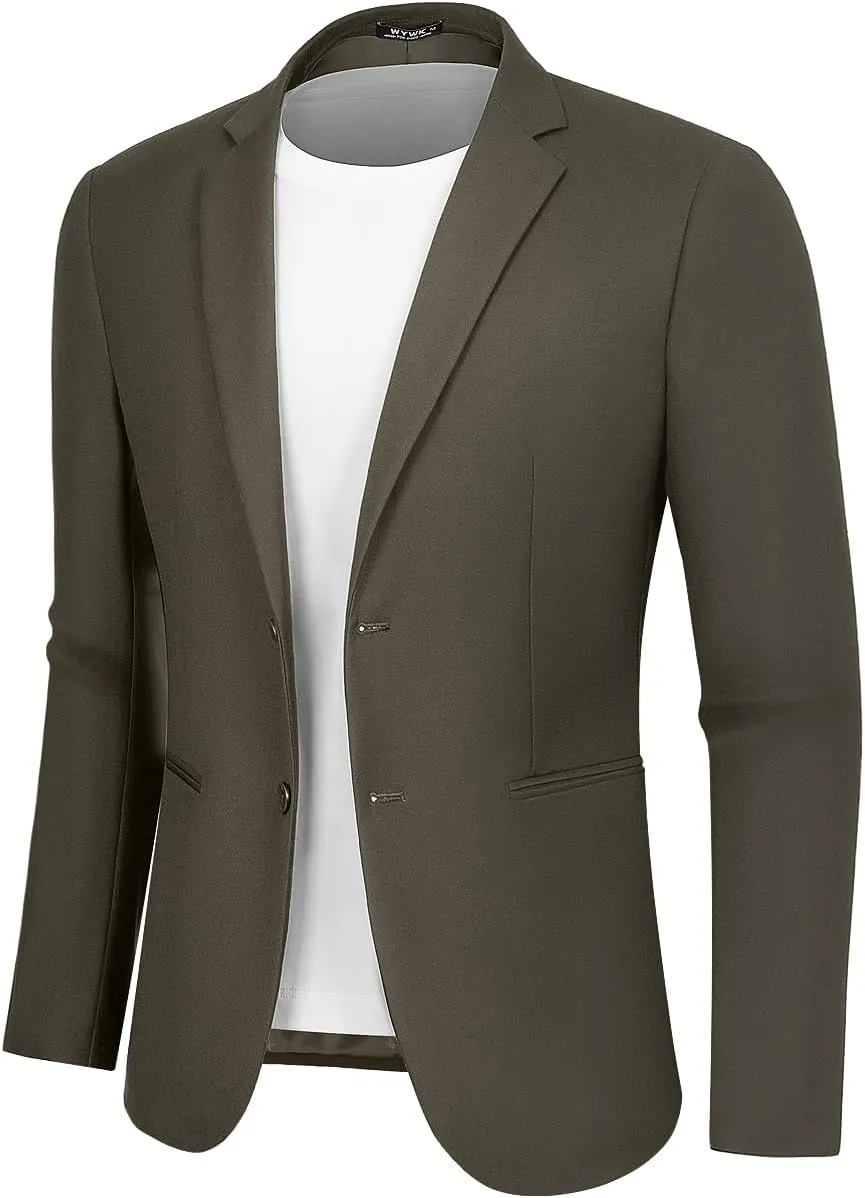 Men's Causal Blazer Slim Fit Suit Jacket for Men Two Button Sports Coats Wedding Prom Party