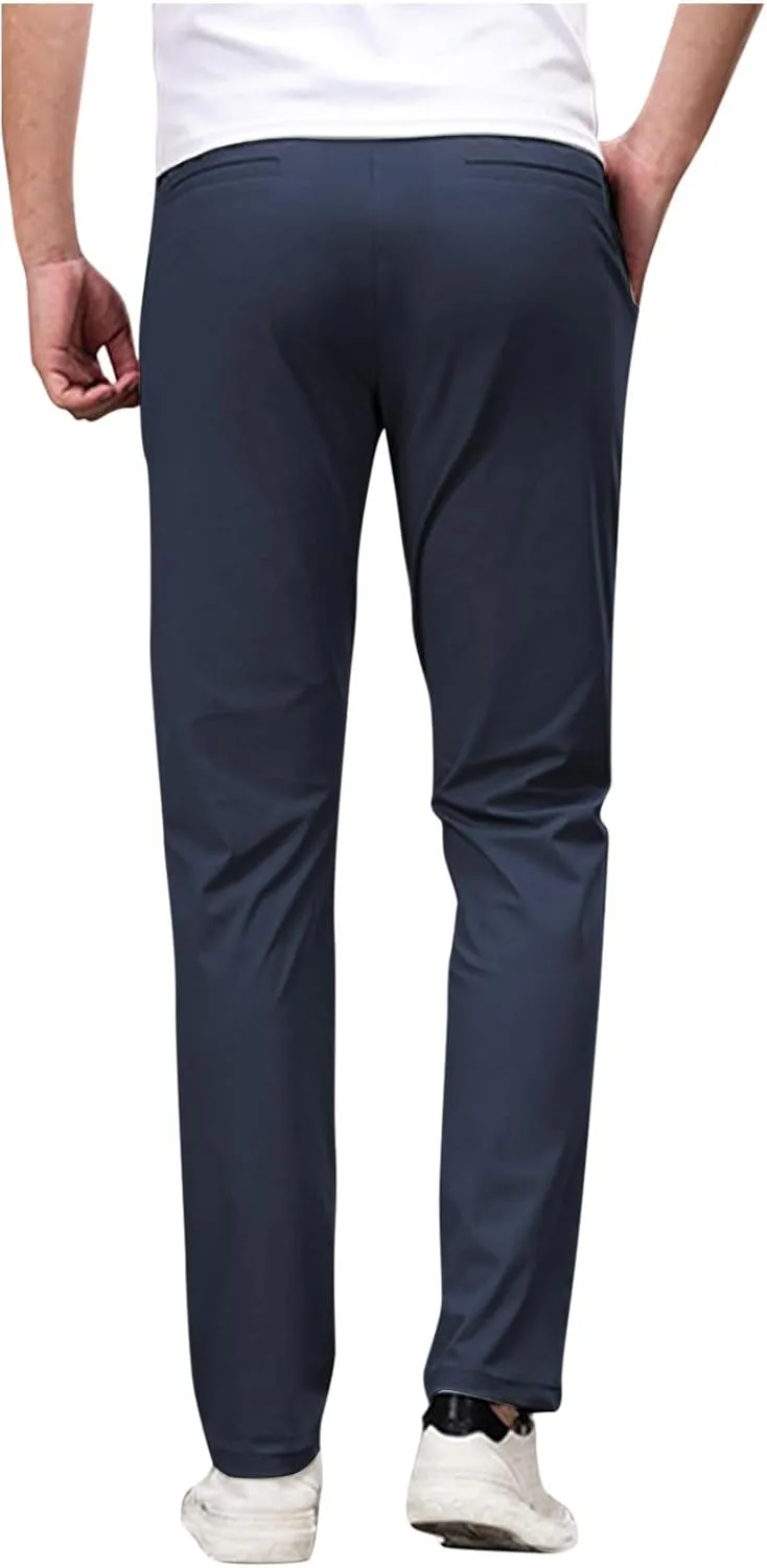 Men's Golf Joggers Pants with Zipper Pockets Stretch Slim Fit Tapered Dress Work Business Casual Sweatpants for Men