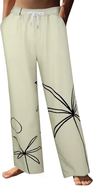 Mens Heavyweight Fleece Cargo Sweatpants Cotton and Linen Pocket Elastic Waist Large Hiking Outdoor Twill Track Pants