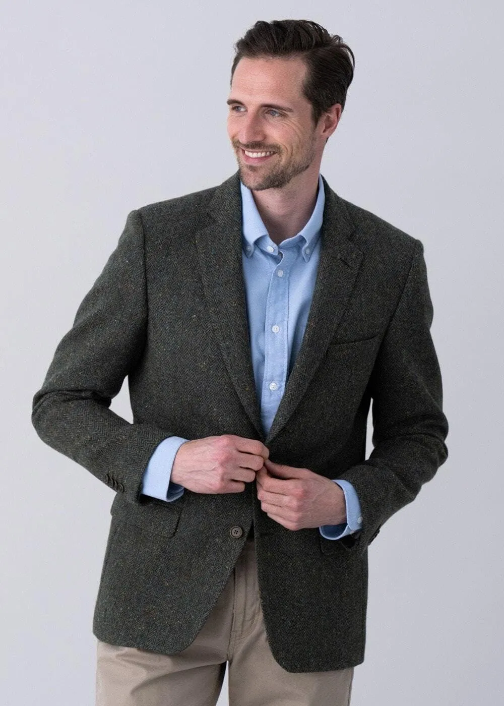 Men's Herringbone Tweed Blazer Jacket 2 Button Lightweight Casual Sport Coat Wedding Groomsmen Prom Jackets