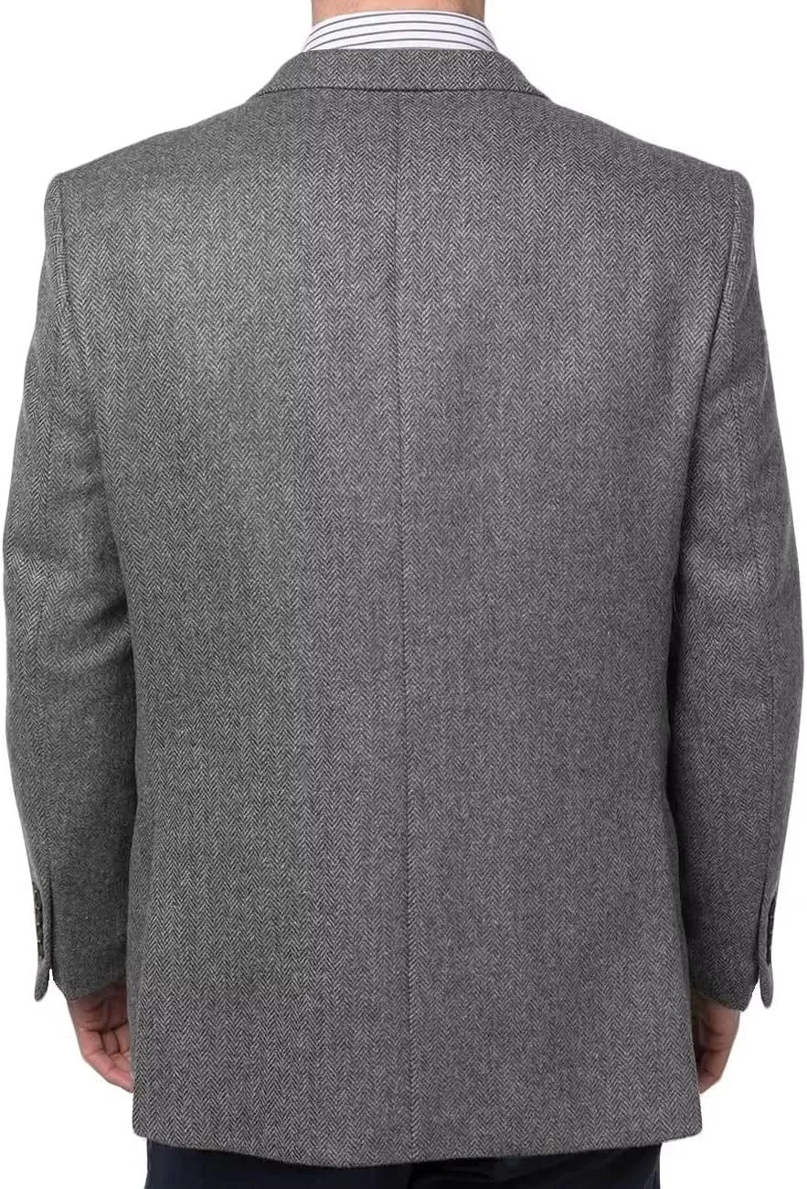 Men's Herringbone Tweed Blazer Jacket 2 Button Lightweight Casual Sport Coat Wedding Groomsmen Prom Jackets