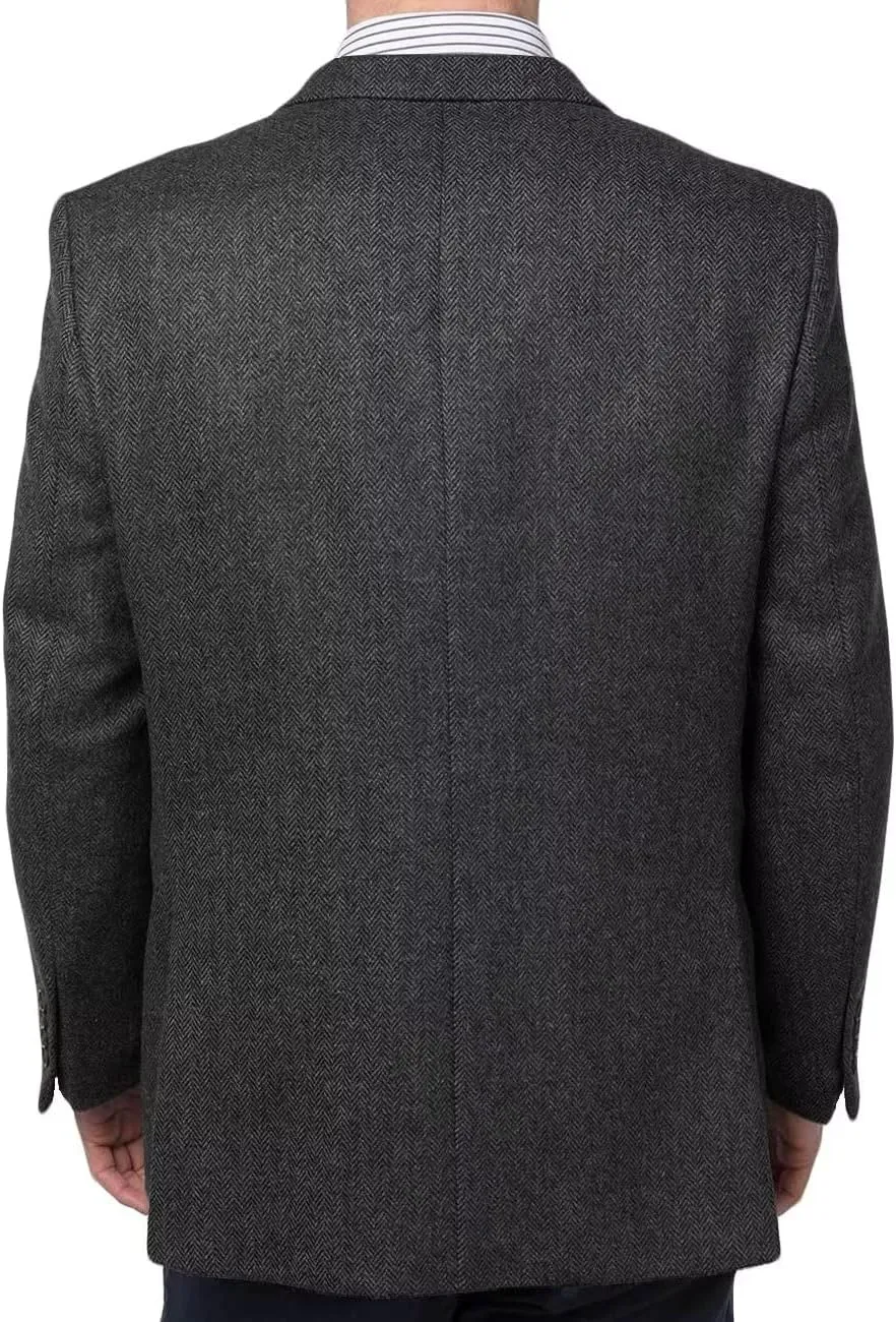 Men's Herringbone Tweed Blazer Jacket 2 Button Lightweight Casual Sport Coat Wedding Groomsmen Prom Jackets