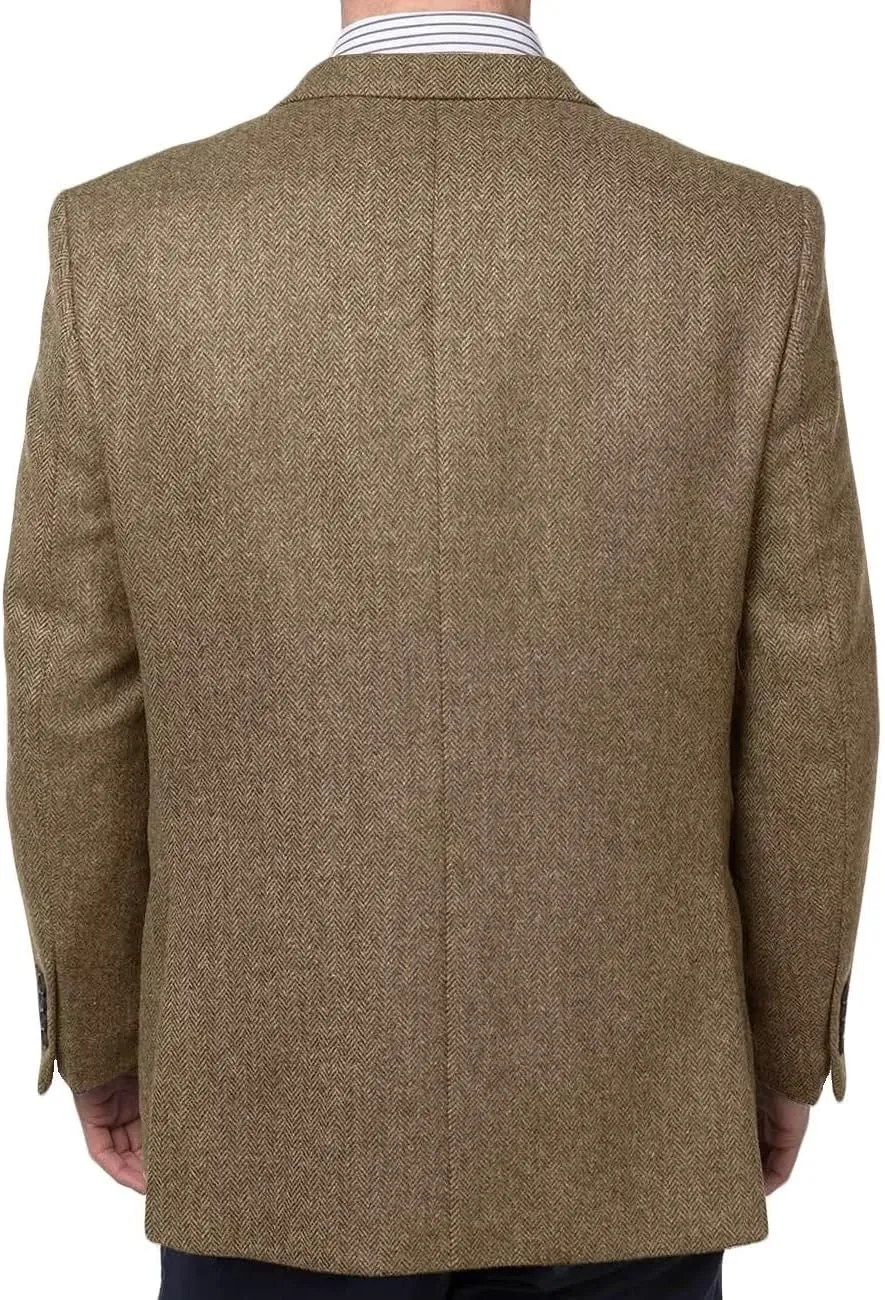 Men's Herringbone Tweed Blazer Jacket 2 Button Lightweight Casual Sport Coat Wedding Groomsmen Prom Jackets