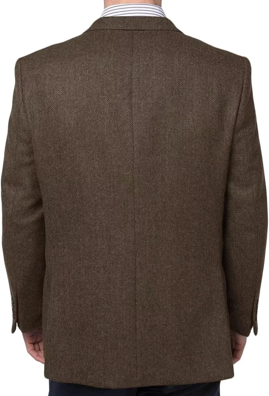 Men's Herringbone Tweed Blazer Jacket 2 Button Lightweight Casual Sport Coat Wedding Groomsmen Prom Jackets