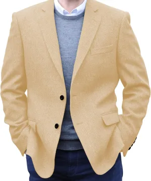 Men's Herringbone Tweed Blazer Jacket 2 Button Lightweight Casual Sport Coat Wedding Groomsmen Prom Jackets