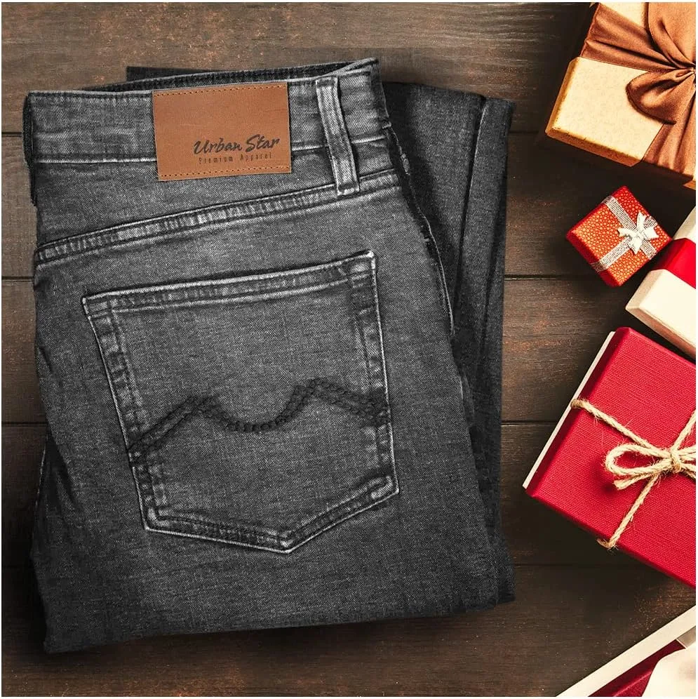 Mens Jeans Relaxed Fit  Straight Leg Stretch Jeans for Men  Ultimate Comfort Superflex Pants