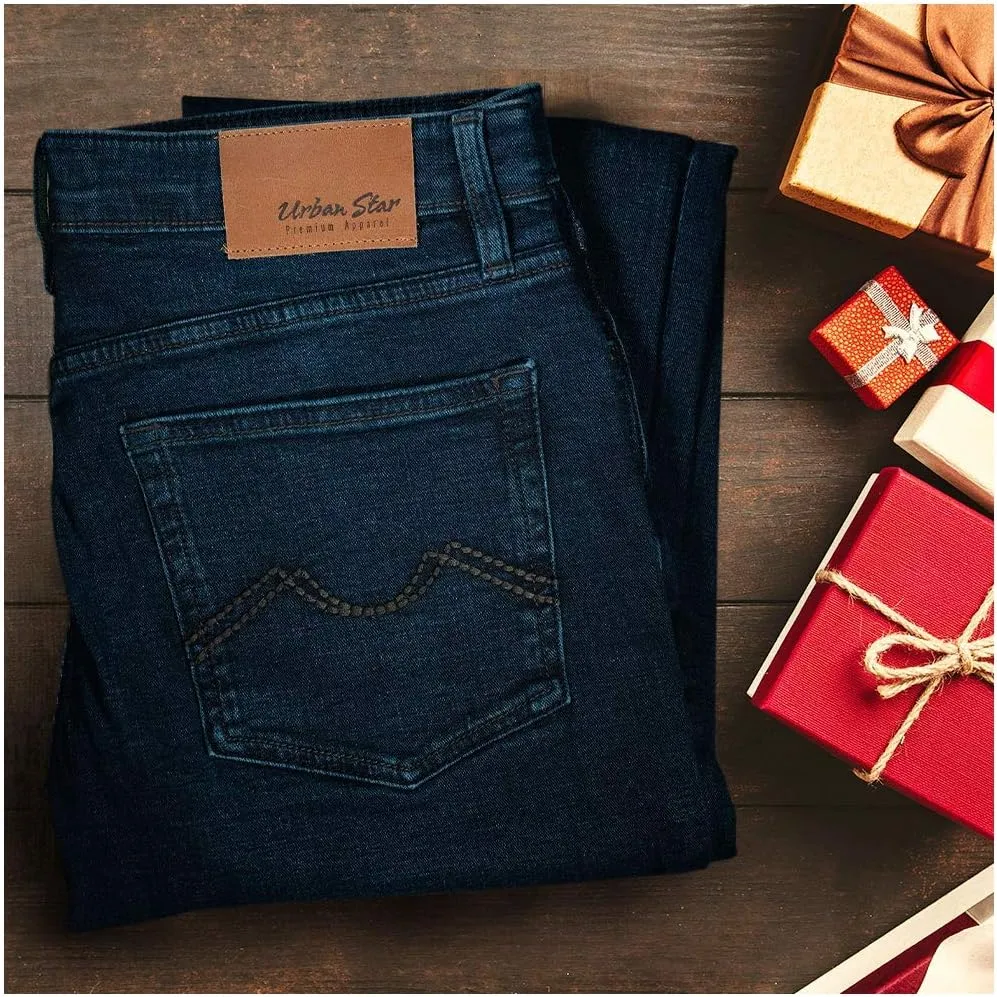 Mens Jeans Relaxed Fit  Straight Leg Stretch Jeans for Men  Ultimate Comfort Superflex Pants