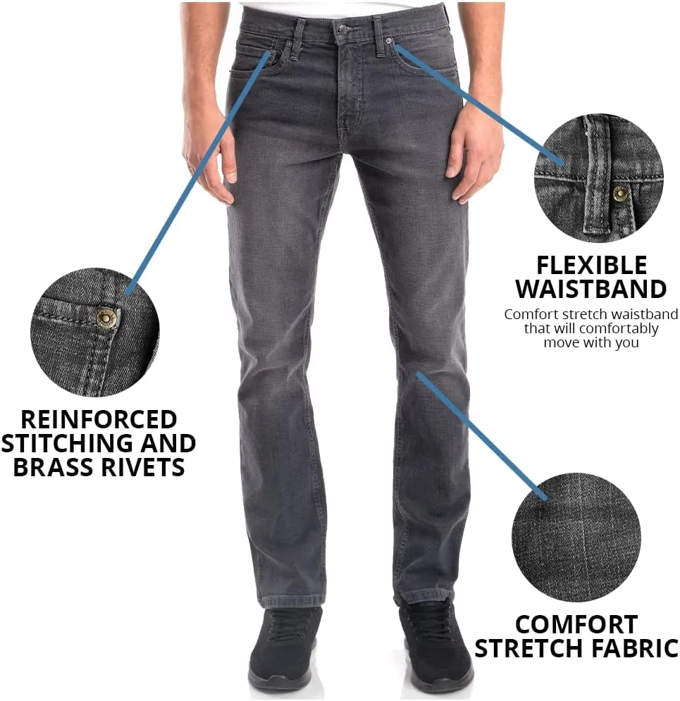 Mens Jeans Relaxed Fit  Straight Leg Stretch Jeans for Men  Ultimate Comfort Superflex Pants