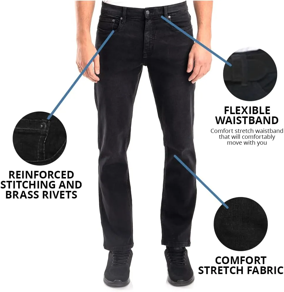 Mens Jeans Relaxed Fit  Straight Leg Stretch Jeans for Men  Ultimate Comfort Superflex Pants