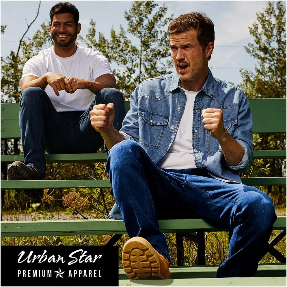 Mens Jeans Relaxed Fit  Straight Leg Stretch Jeans for Men  Ultimate Comfort Superflex Pants