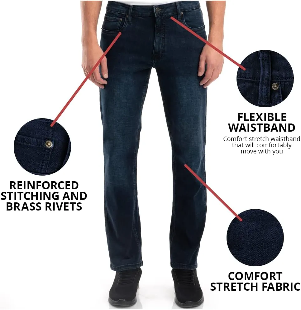 Mens Jeans Relaxed Fit  Straight Leg Stretch Jeans for Men  Ultimate Comfort Superflex Pants