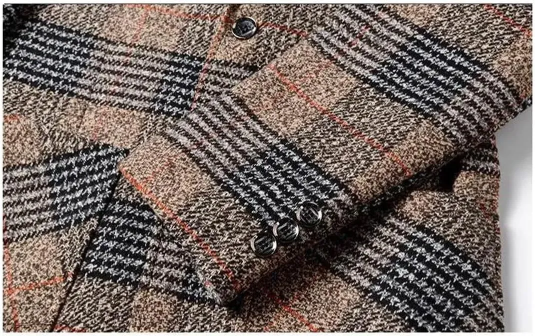 Men's Plaid Blazer Stylish and Comfortable Business Casual Slim Fit Jacket